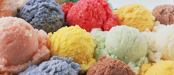 Scoops of colorful ice cream